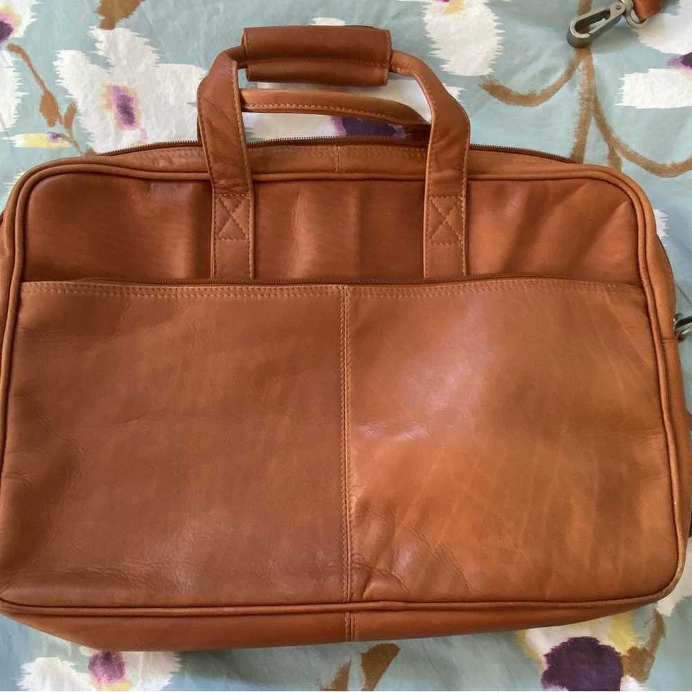 Tan Leather Brief Case Bag